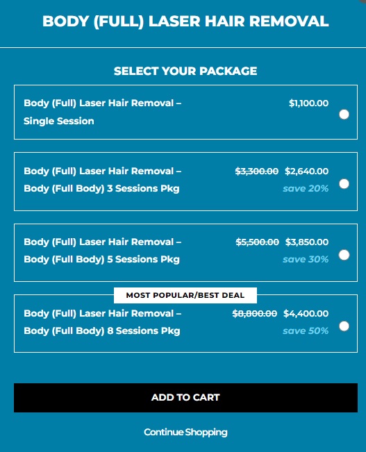 full body laser hair removal cost